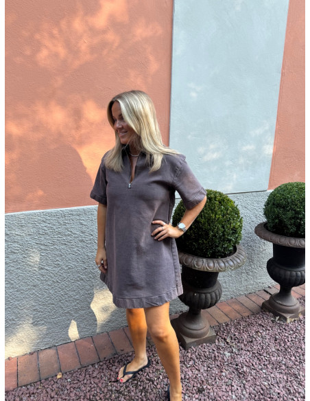 PCSELMA 3/4 ZIP DENIM DRESS