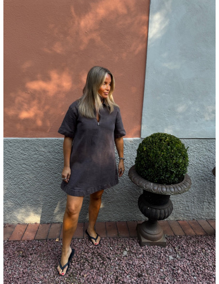 PCSELMA 3/4 ZIP DENIM DRESS