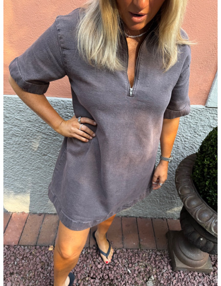 PCSELMA 3/4 ZIP DENIM DRESS