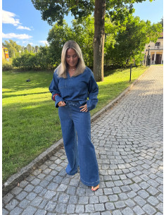 PCSILKE LS DENIM V-NECK SHIRT 2