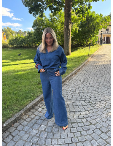 PCSILKE LS DENIM V-NECK SHIRT