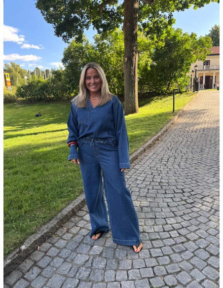 PCSILKE LS DENIM V-NECK SHIRT