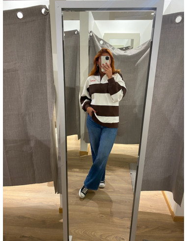 JXPALOMA LOOSE LS STRIPE POLO