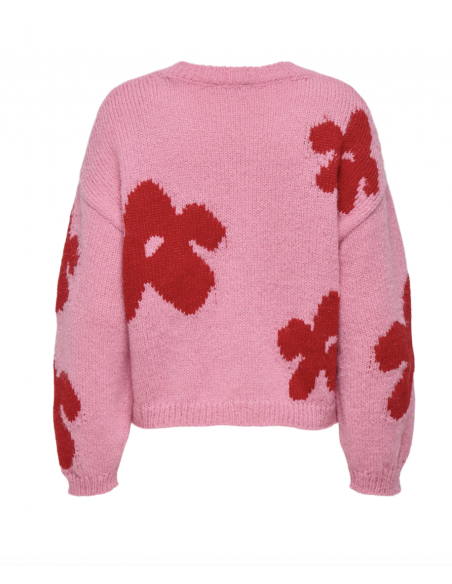 ONLBOOTLE LS FLOWER O-NECK KNT