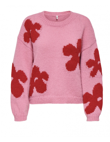 ONLBOOTLE LS FLOWER O-NECK KNT