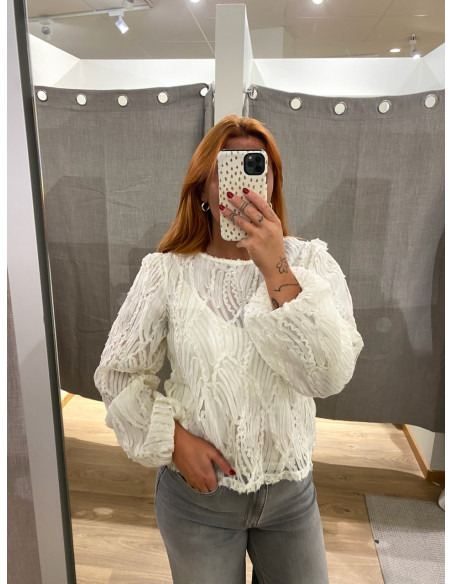 OBJLUCIE L/S RE O-NECK TOP