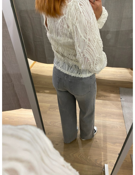 OBJLUCIE L/S RE O-NECK TOP