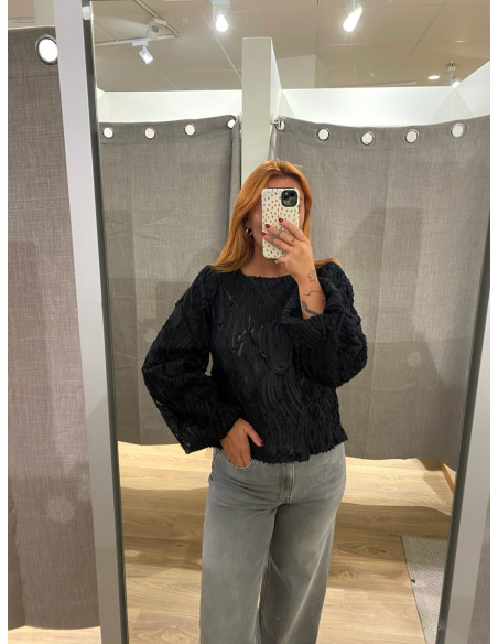 OBJLUCIE L/S RE O-NECK TOP