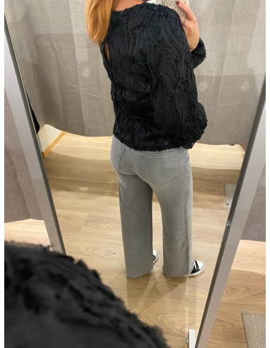 OBJLUCIE L/S RE O-NECK TOP