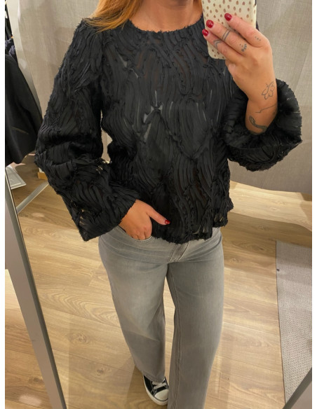 OBJLUCIE L/S RE O-NECK TOP