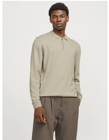 JJEEMIL KNIT POLO HALF ZIP LS NOOS
