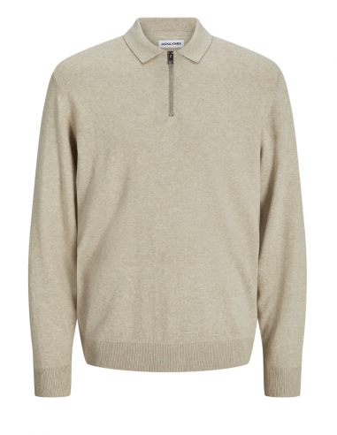 JJEEMIL KNIT POLO HALF ZIP LS NOOS