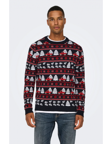 ONSXMAS REG 5 JAQ CREW KNIT