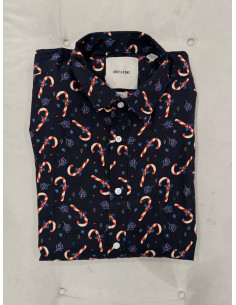 ONSELF XMAS AOP SLIM POPLIN LS SHIRT