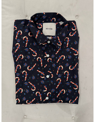 ONSELF XMAS AOP SLIM POPLIN LS SHIRT