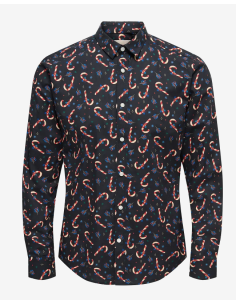 ONSELF XMAS AOP SLIM POPLIN LS SHIRT 2