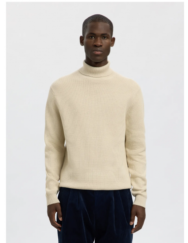SLHDANE LS KNIT STRUCTURE ROLL NECK NOOS