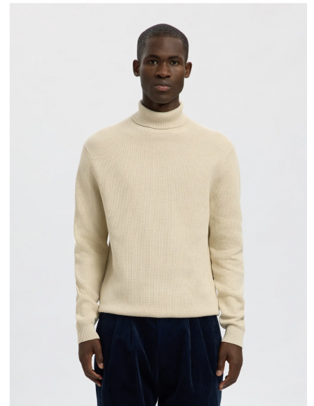 SLHDANE LS KNIT STRUCTURE ROLL NECK NOOS