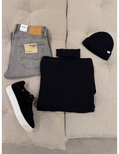 SLHDANE LS KNIT STRUCTURE ROLL NECK NOOS