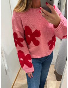 ONLBOOTLE LS FLOWER O-NECK KNT 2