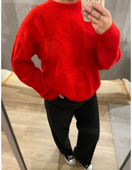 PCJENNA LS ONECK CABLE KNIT