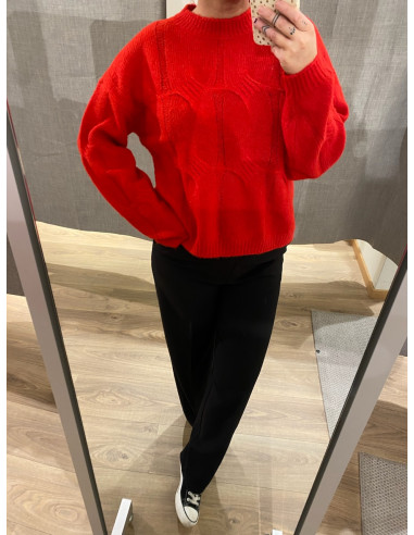 PCJENNA LS ONECK CABLE KNIT