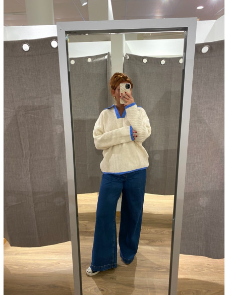 PCBERA LS OVERSIZE POLO KNIT