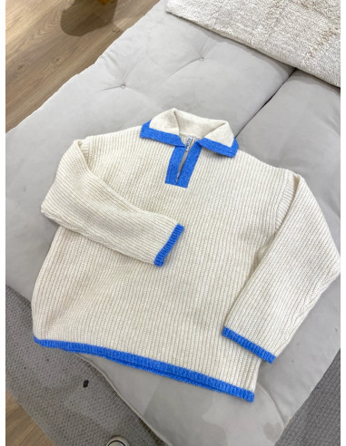 PCBERA LS OVERSIZE POLO KNIT