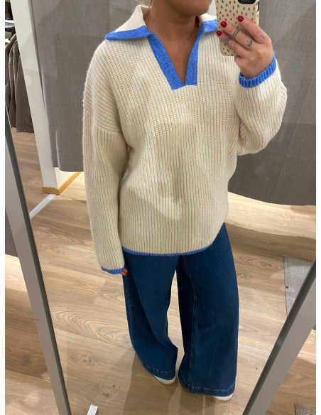 PCBERA LS OVERSIZE POLO KNIT