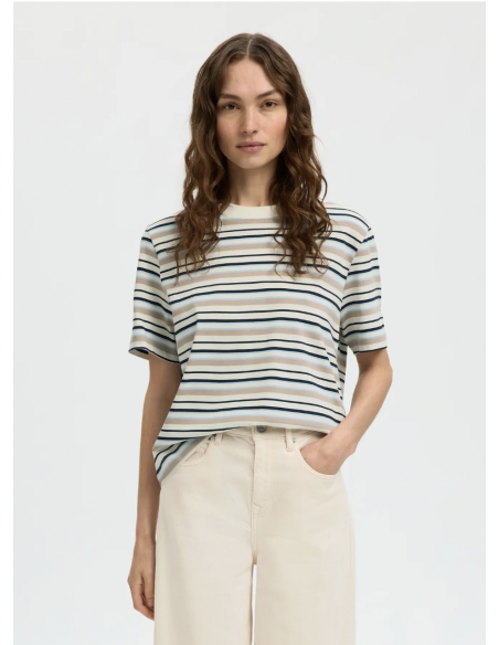 SLFESSENTIAL SS STRIPED BOXY TEE NOOS