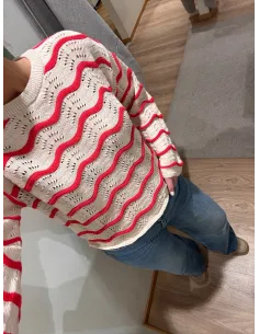 VIWAVE O-NECK LS POINTELLE KNIT TOP-NOOS