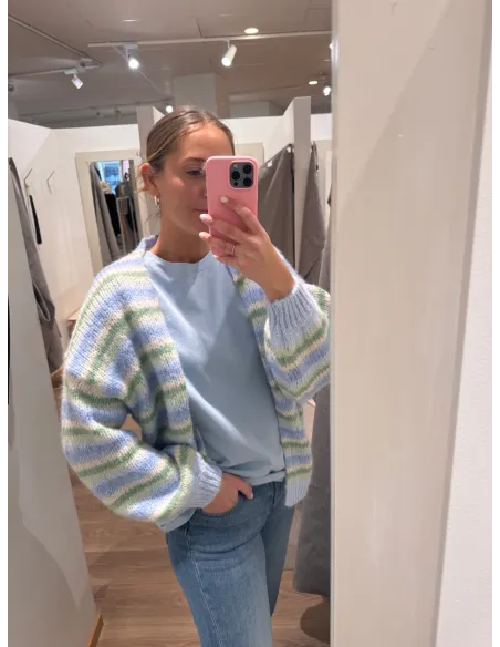 VMMAYBE STRIPE LS OPEN CARDIGAN NOOS