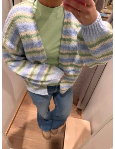 VMMAYBE STRIPE LS OPEN CARDIGAN NOOS