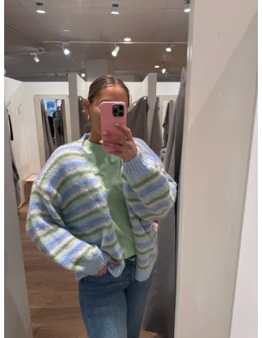 VMMAYBE STRIPE LS OPEN CARDIGAN NOOS