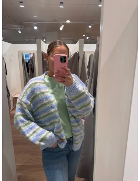 VMMAYBE STRIPE LS OPEN CARDIGAN NOOS