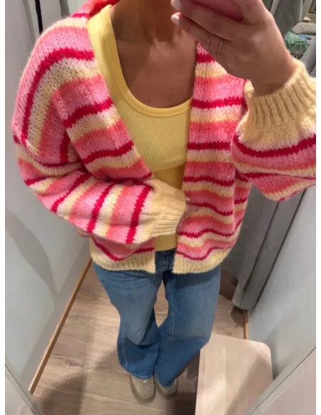VMMAYBE STRIPE LS OPEN CARDIGAN NOOS