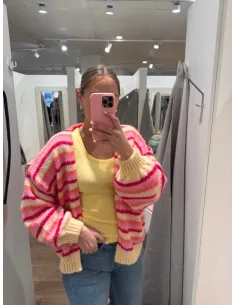 VMMAYBE STRIPE LS OPEN CARDIGAN NOOS
