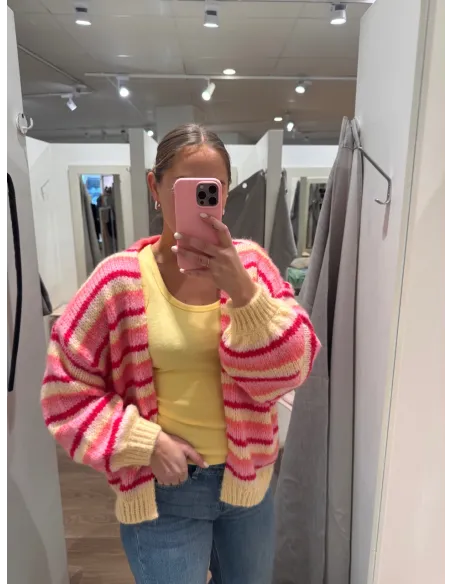 VMMAYBE STRIPE LS OPEN CARDIGAN NOOS
