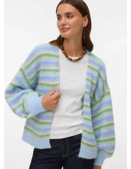 VMMAYBE STRIPE LS OPEN CARDIGAN NOOS