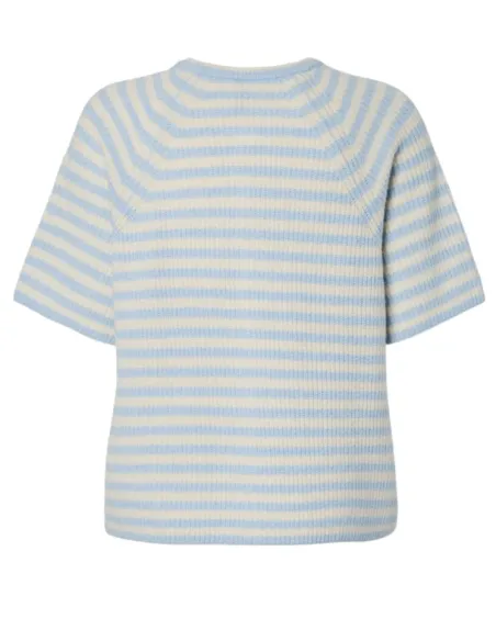 PCMALOU SS O-NECK STRIPE CARDIGAN