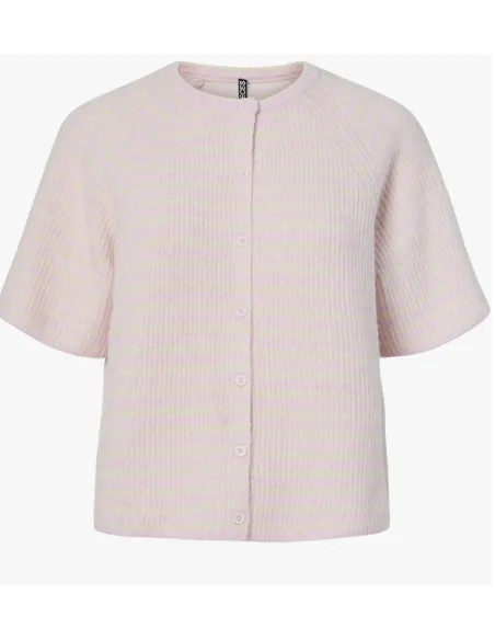 PCMALOU SS O-NECK STRIPE CARDIGAN