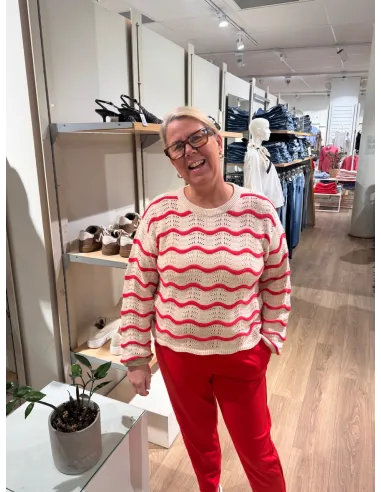 VIWAVE O-NECK LS POINTELLE KNIT TOP-NOOS