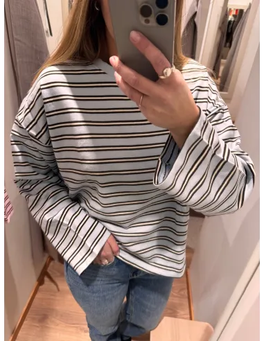 JXBILLIE LOOSE LS STRIPE SWEAT