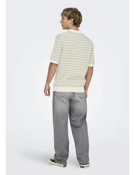 ONSTILO LIFE REG SS SPLIT NECK KNIT NOOS