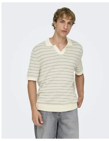 ONSTILO LIFE REG SS SPLIT NECK KNIT NOOS