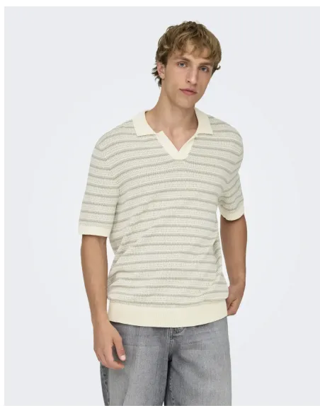 ONSTILO LIFE REG SS SPLIT NECK KNIT NOOS