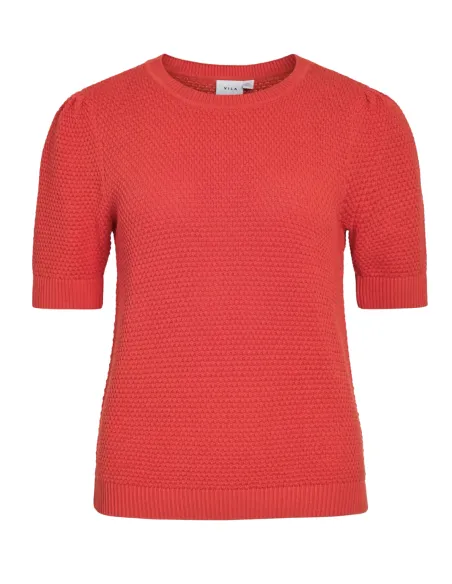 VIDALO O-NECK S/S KNIT TOP/SU - NOOS