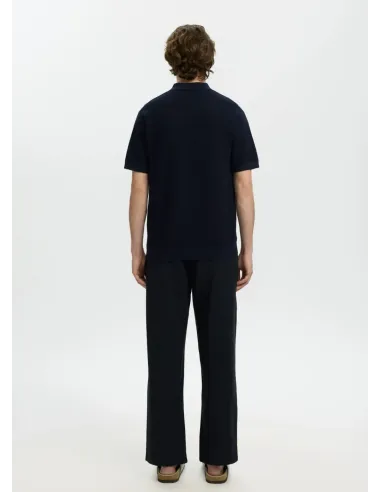 SLHCRAN SS KNIT STRUCTURE HALF ZIP POLO