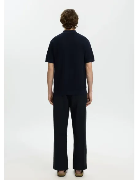 SLHCRAN SS KNIT STRUCTURE HALF ZIP POLO