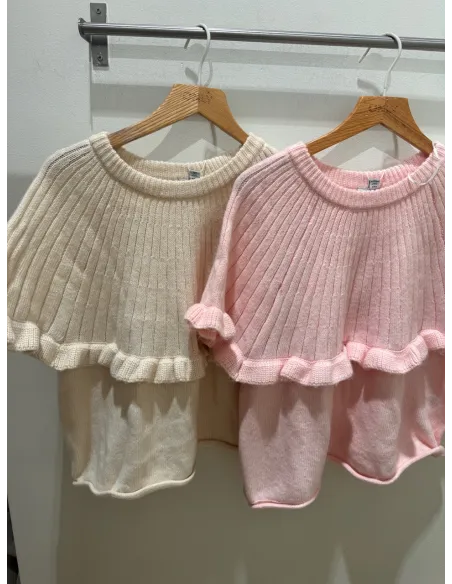 PCBEI SS O-NECK FRILL KNIT